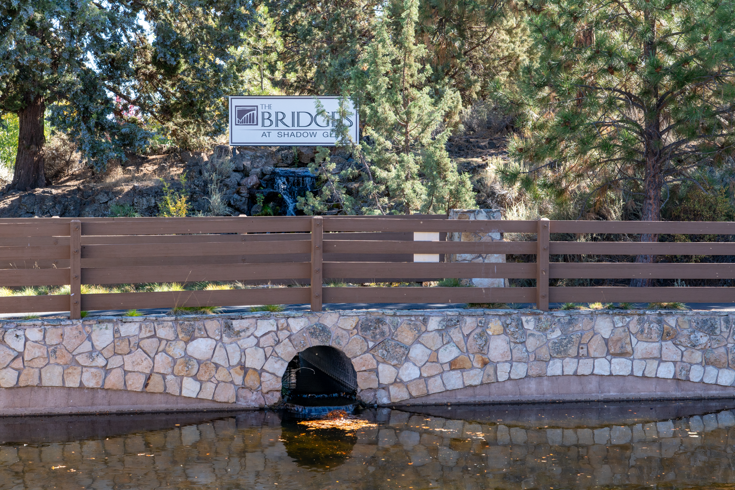 The Bridges at Shadow Glen neighborhood entrance in Southeast Bend, Oregon